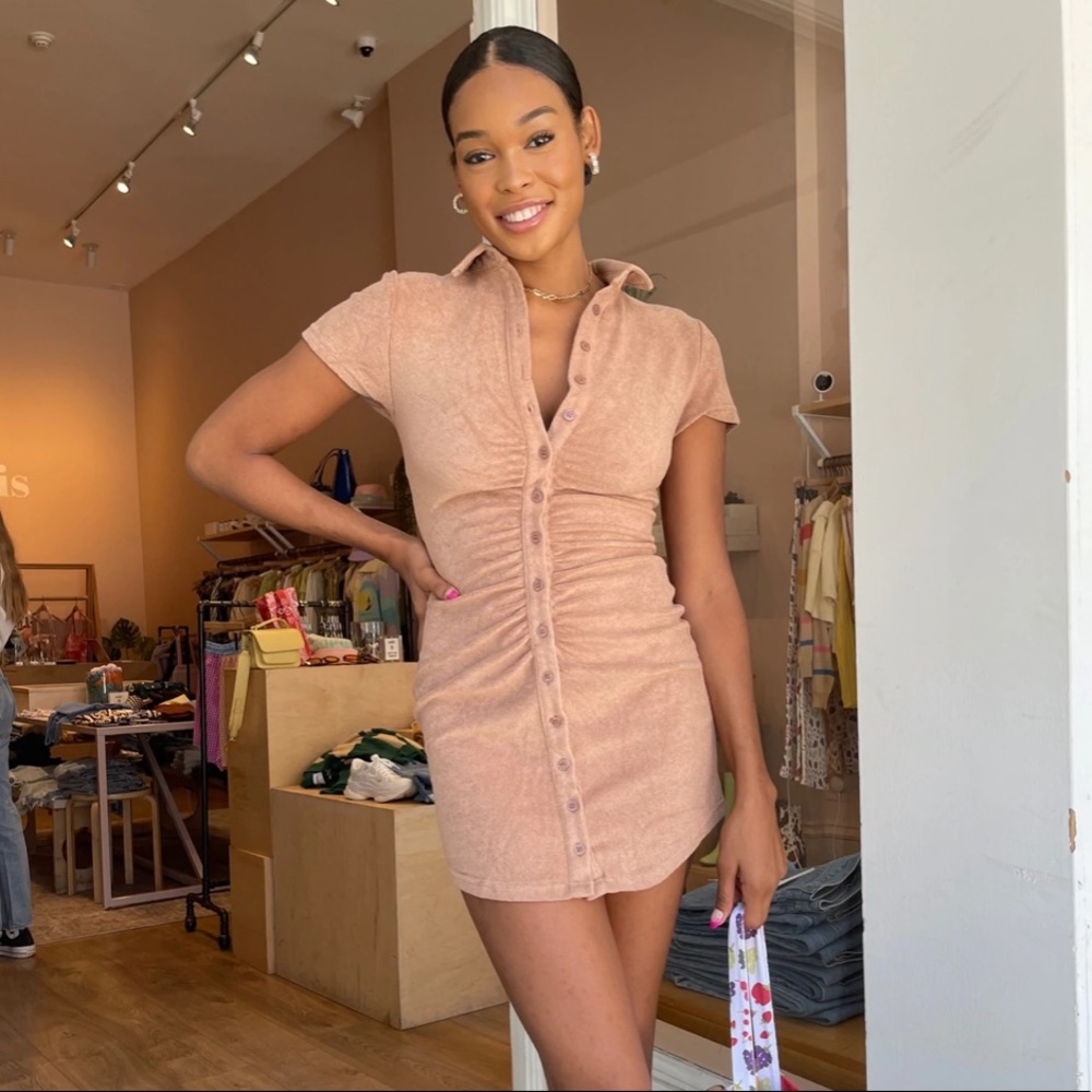 Isalis breeze terry mini dress brown